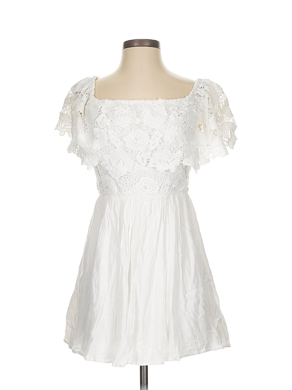 miami White Lace Off-Shoulder Mini Dress